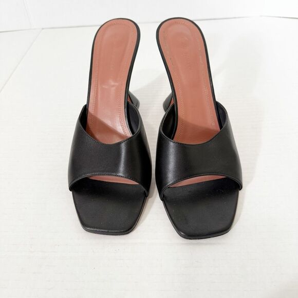Amina Muaddi Women’s Lupita Leather Black Luxury Slipper Mule Sandal Size 11 - Picture 3 of 11